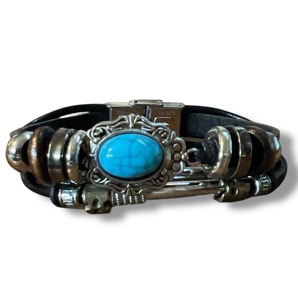 Bundle Sale 3 for $15 | Black Triple Strand Bracelet with Stainless Steel Clasp - Picture 1 of 8